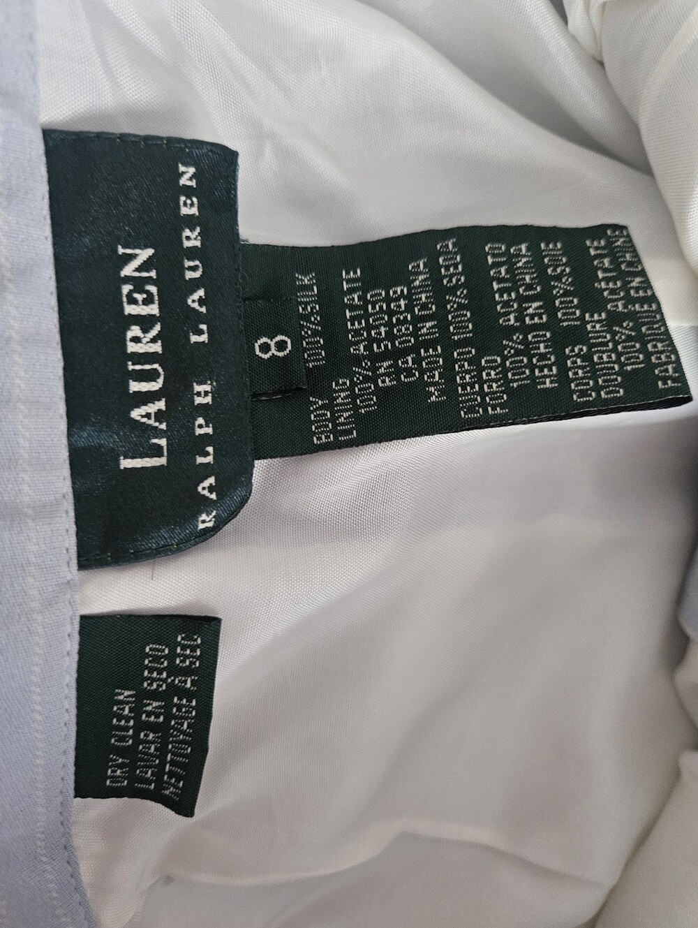 LAUREN RALPH LAUREN LIght Blue Pin Striped Pleated 100% Silk Trousers | SZ 8 - Picture 11 of 11